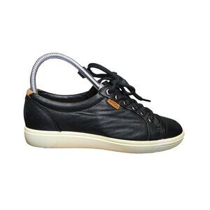 Ecco Soft 7 Sneaker Womens 36 / US 6 Black Leather Low Lace Casual Comfort Shoes